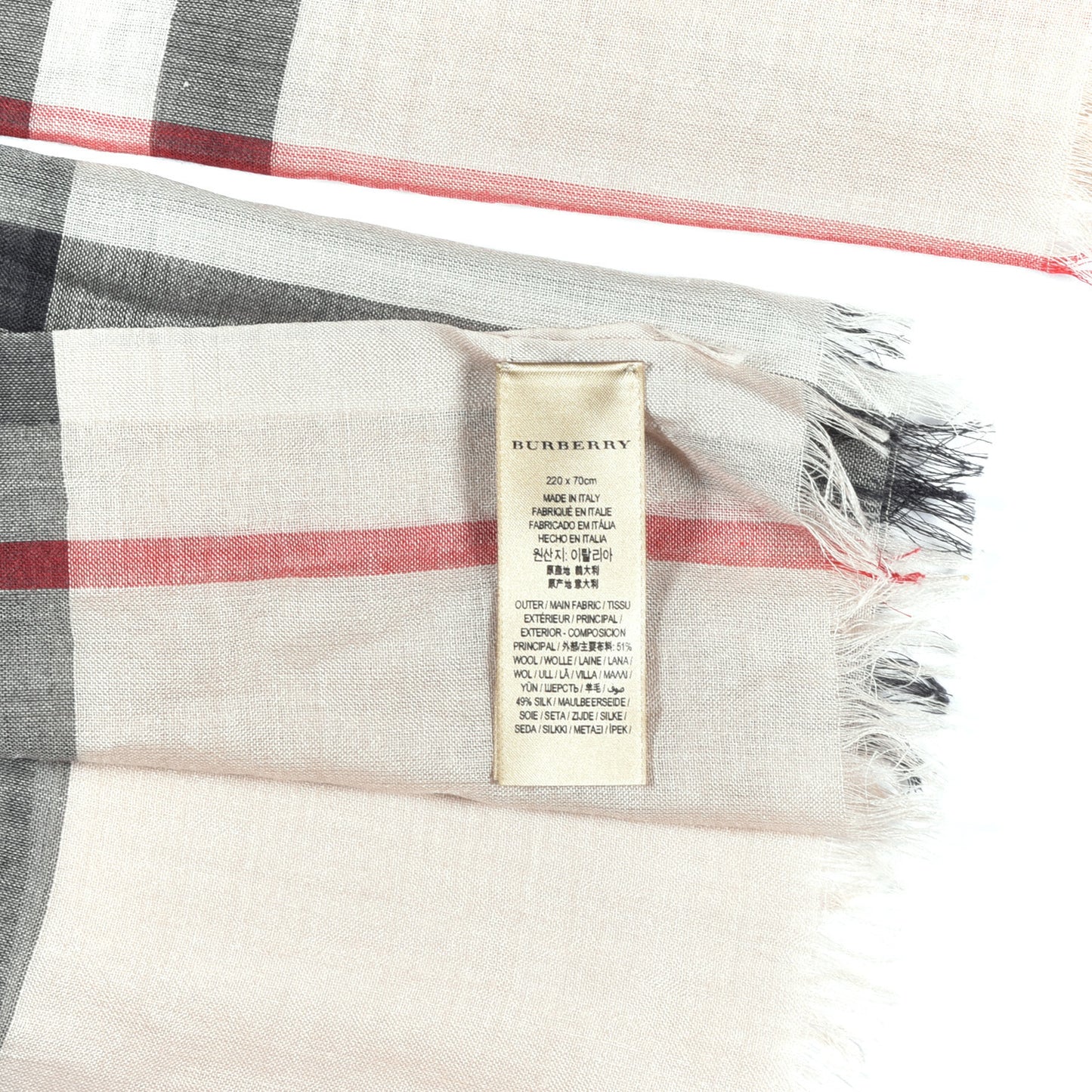 Wool Silk Gauze Giant Check Scarf Stone
