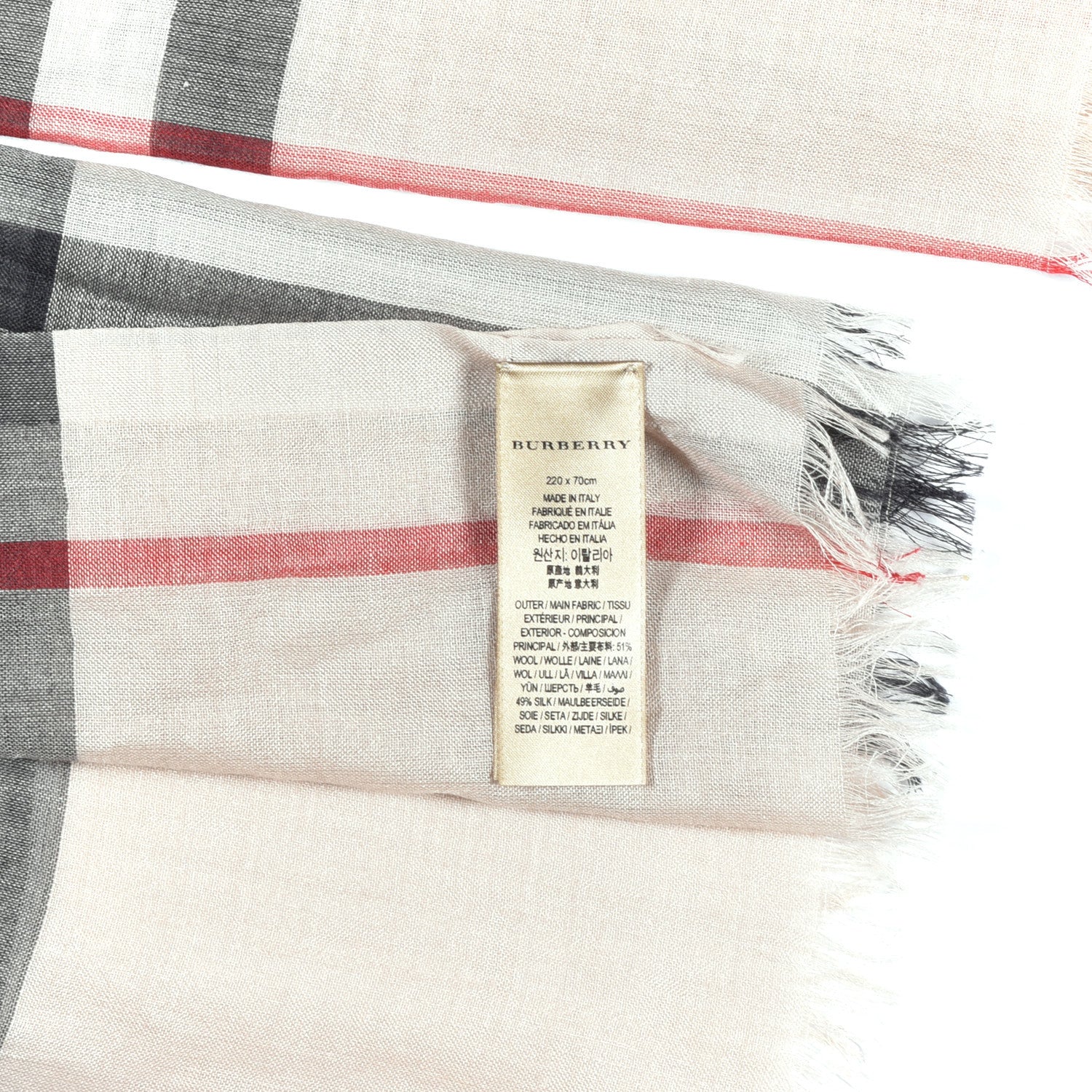 Burberry Wool Silk Gauze Giant Check Scarf Stone 4 of 4