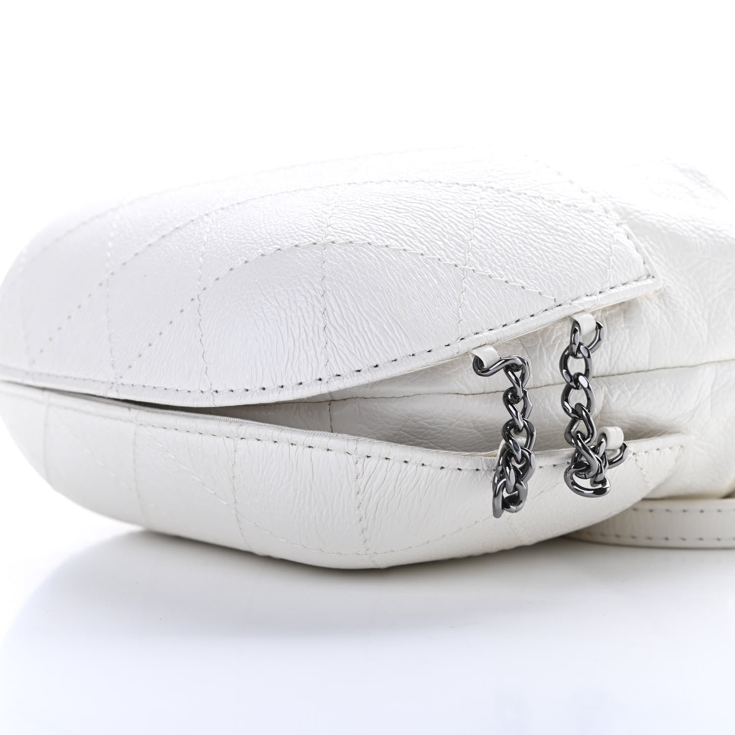 Chanel Aged Calfskin Quilted Small Gabrielle Bucket White 10 of 10