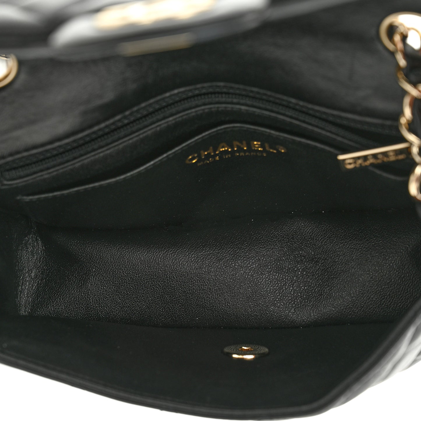 Lambskin Quilted Mini Rectangular Flap Black
