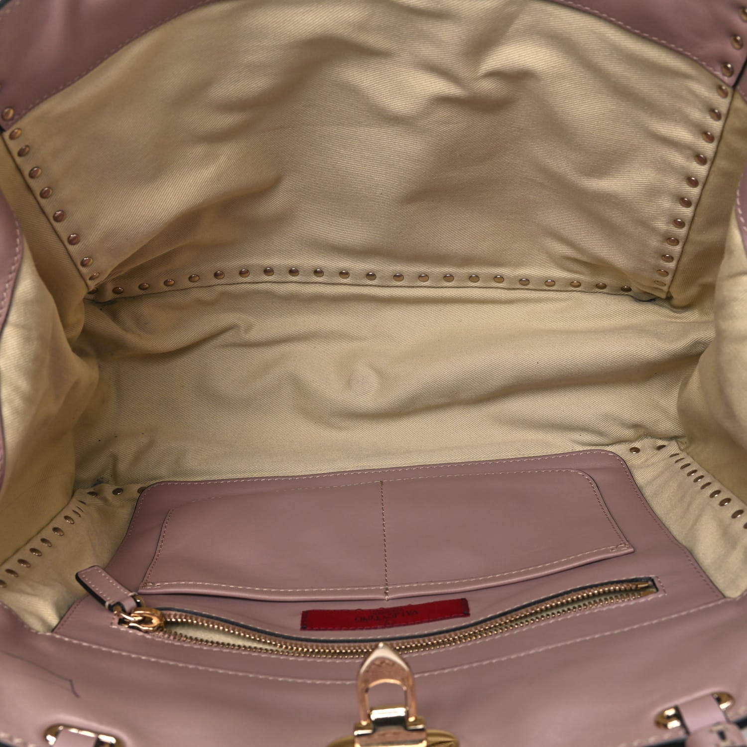 Valentino Garavani Vitello Medium Rockstud Tote Poudre 4 of 6