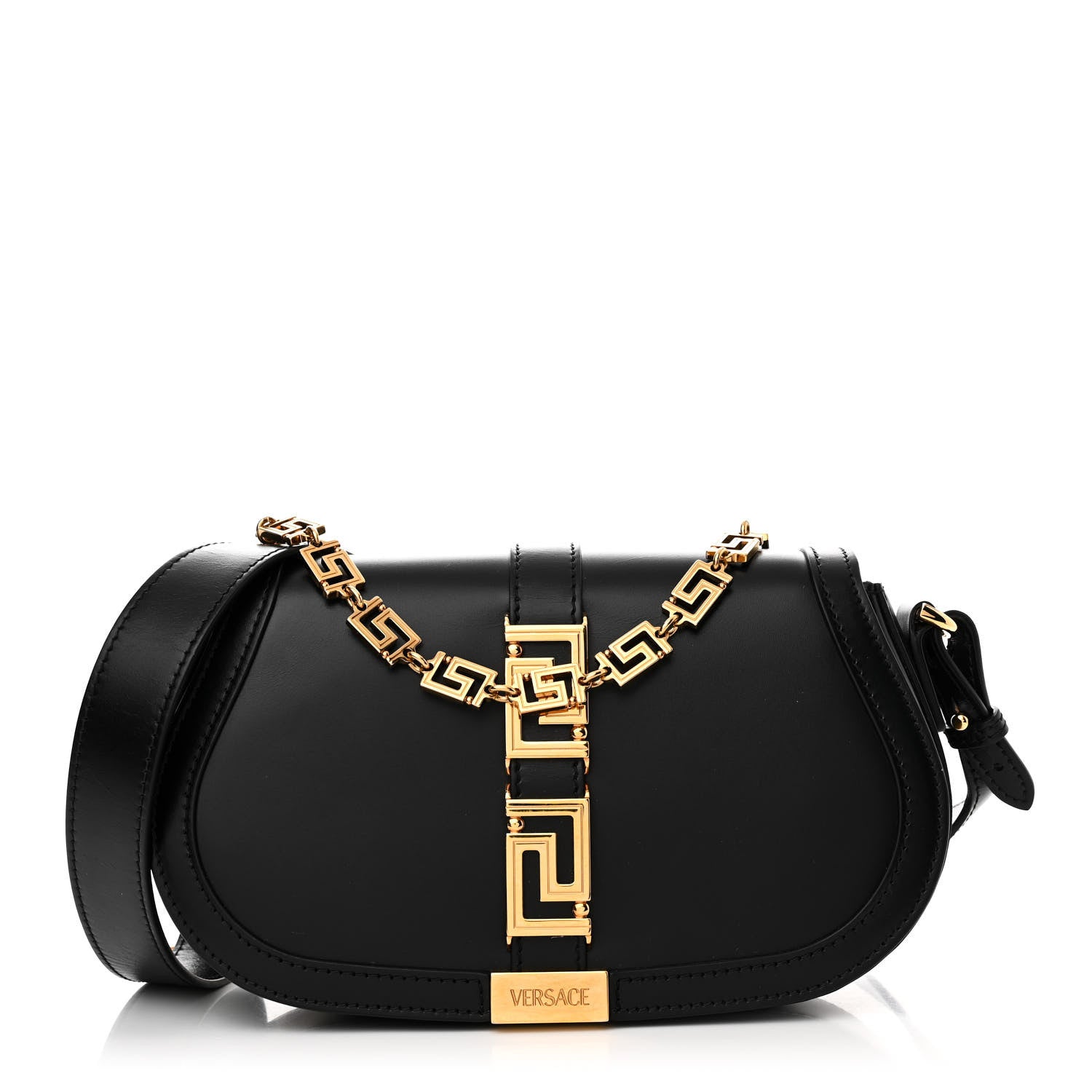 Versace Calfskin Medium Greca Goddess Shoulder Bag Black 1 of 11