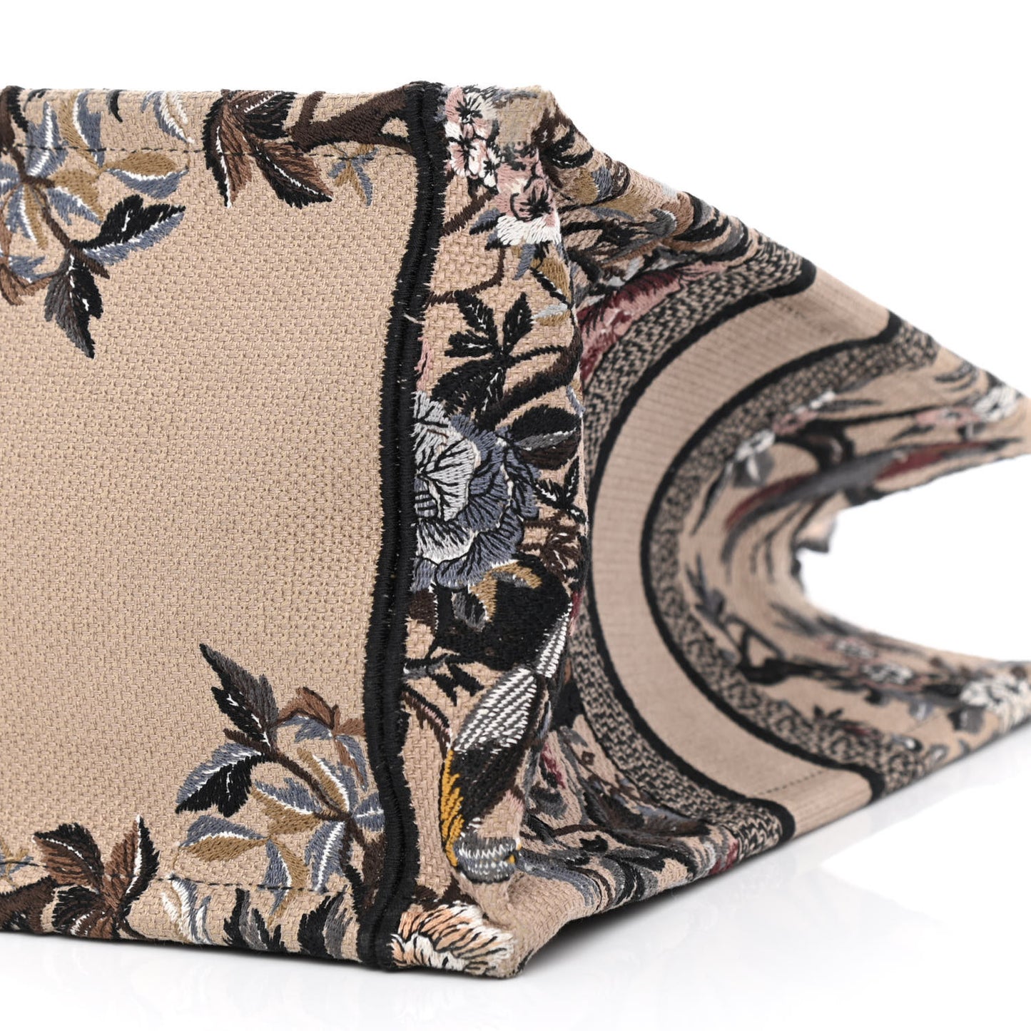 Canvas Embroidered Jardin D'Hiver Medium Book Tote Beige Multicolor