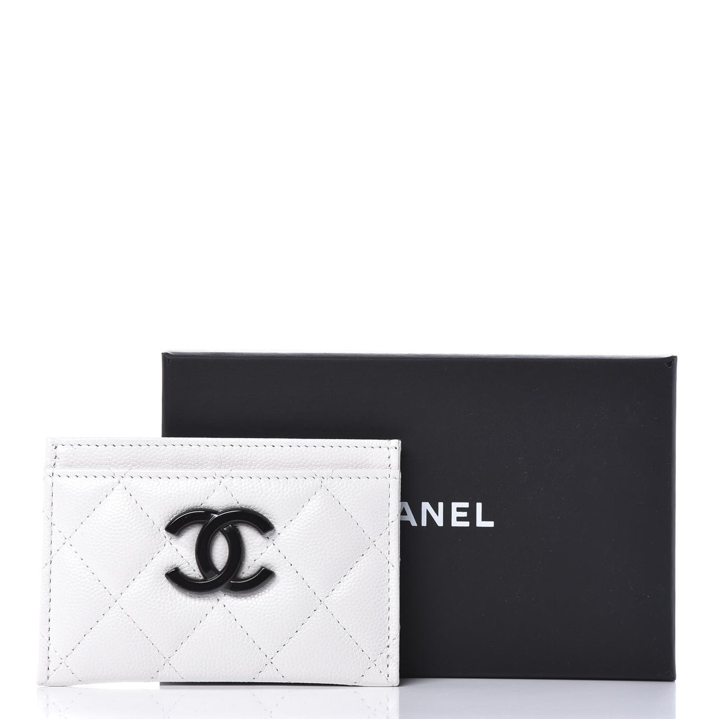 Caviar Quilted My Everything Card Holder White Black