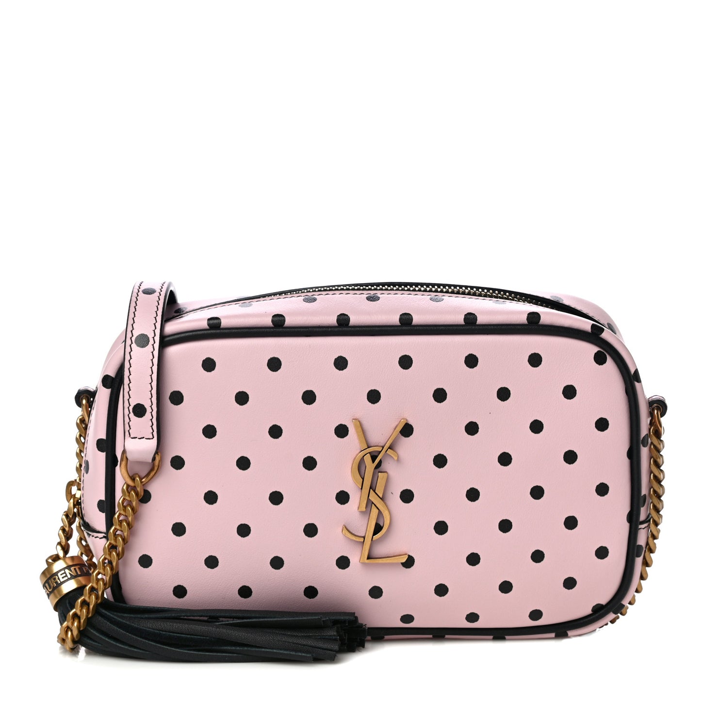Calfskin Printed Polka Dot Mini Lou Camera Bag Pink Black