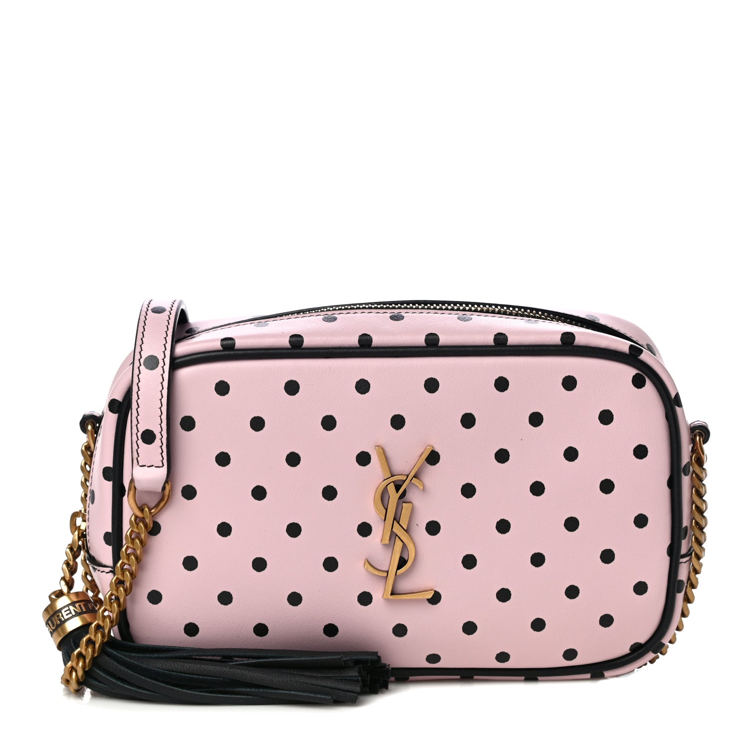 Saint Laurent Calfskin Printed Polka Dot Mini Lou Camera Bag Pink Black 1 of 10