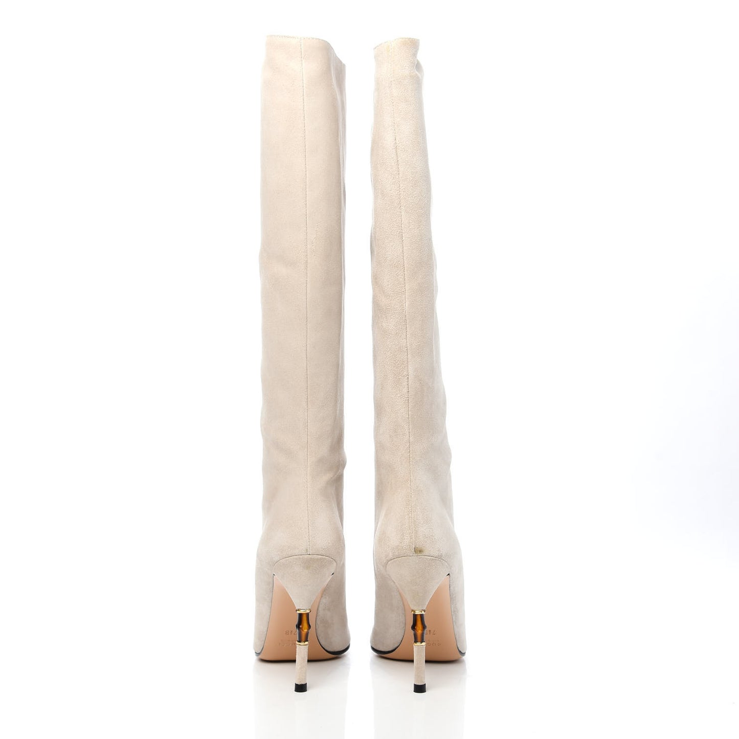 Suede Bamboo Knee High Boot 37.5 Off White