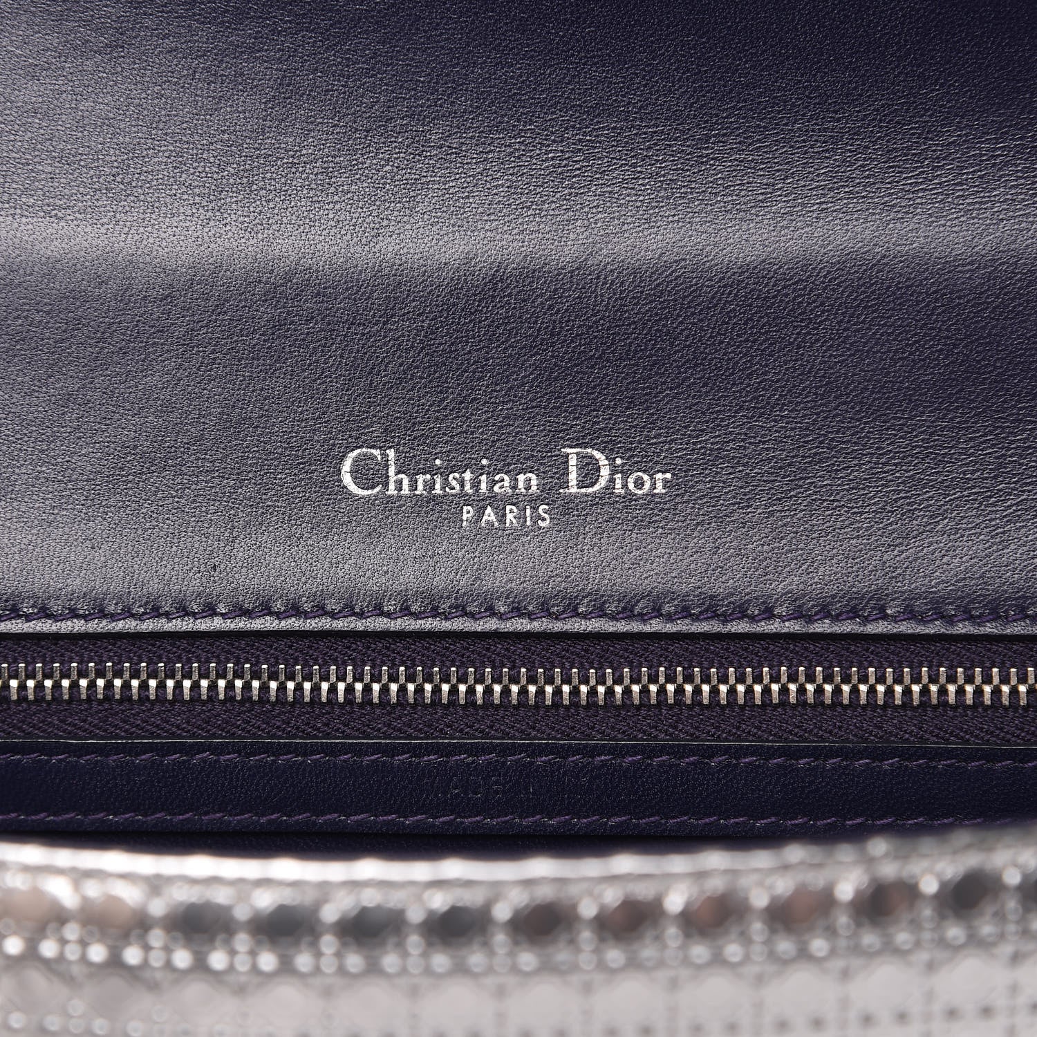 Christian Dior Metallic Patent Micro-Cannage Gradient Medium Diorama Flap Bag Silver Blue 6 of 12