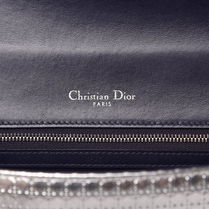 Christian Dior Metallic Patent Micro-Cannage Gradient Medium Diorama Flap Bag Silver Blue 6 of 12