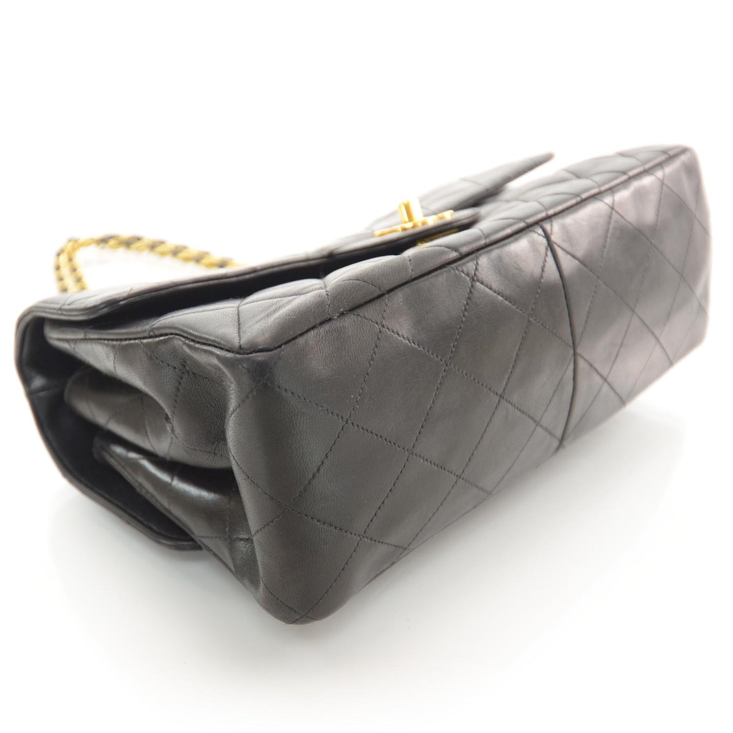 Lambskin Double Sided Medium Flap Black