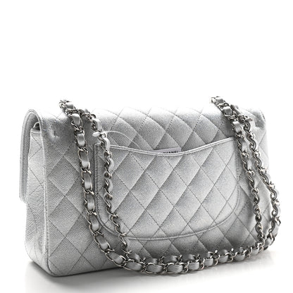 Chanel Glittered Metallic Caviar Quilted Medium Double Flap Silver 3 of 9