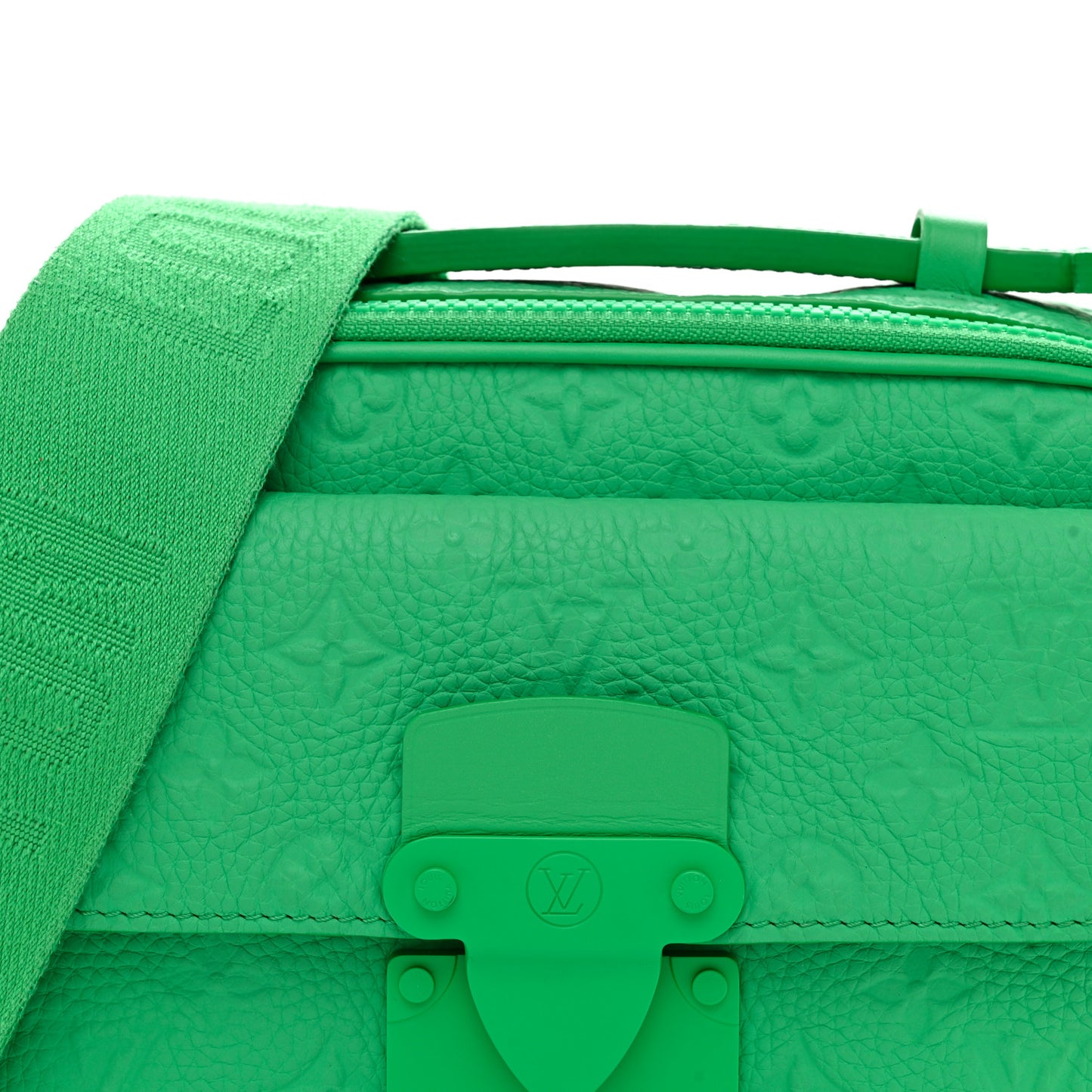 Taurillon Monogram S Lock Messenger Minty Green