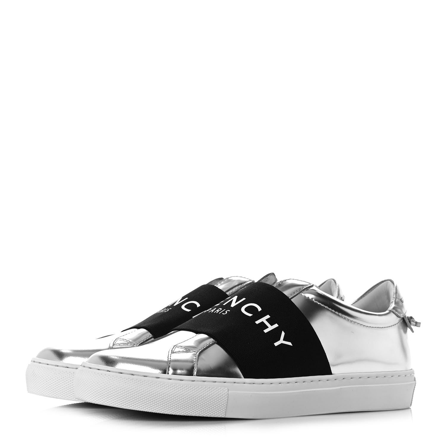 Givenchy Calfskin Band Logo Womens Urban Street Sneakers 37.5 Silvery 3 of 11