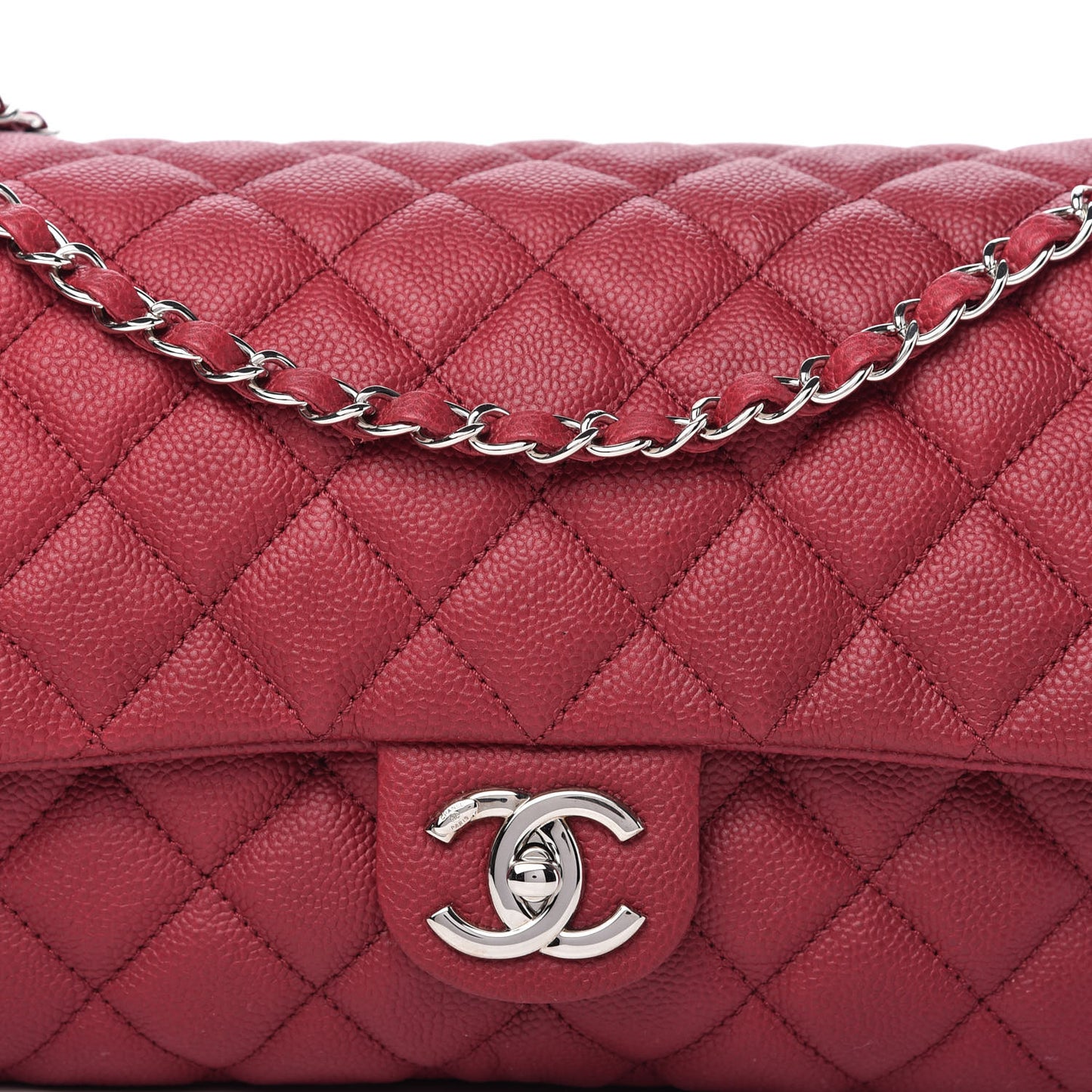 Caviar Quilted Jumbo Easy Flap Dark Pink
