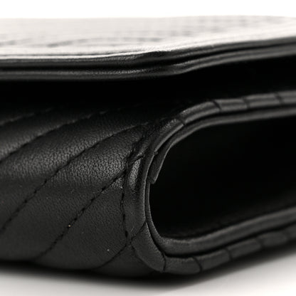 Chanel Calfskin Chevron Quilted Boy Wallet On Removable Chain WOC Black 10 of 11