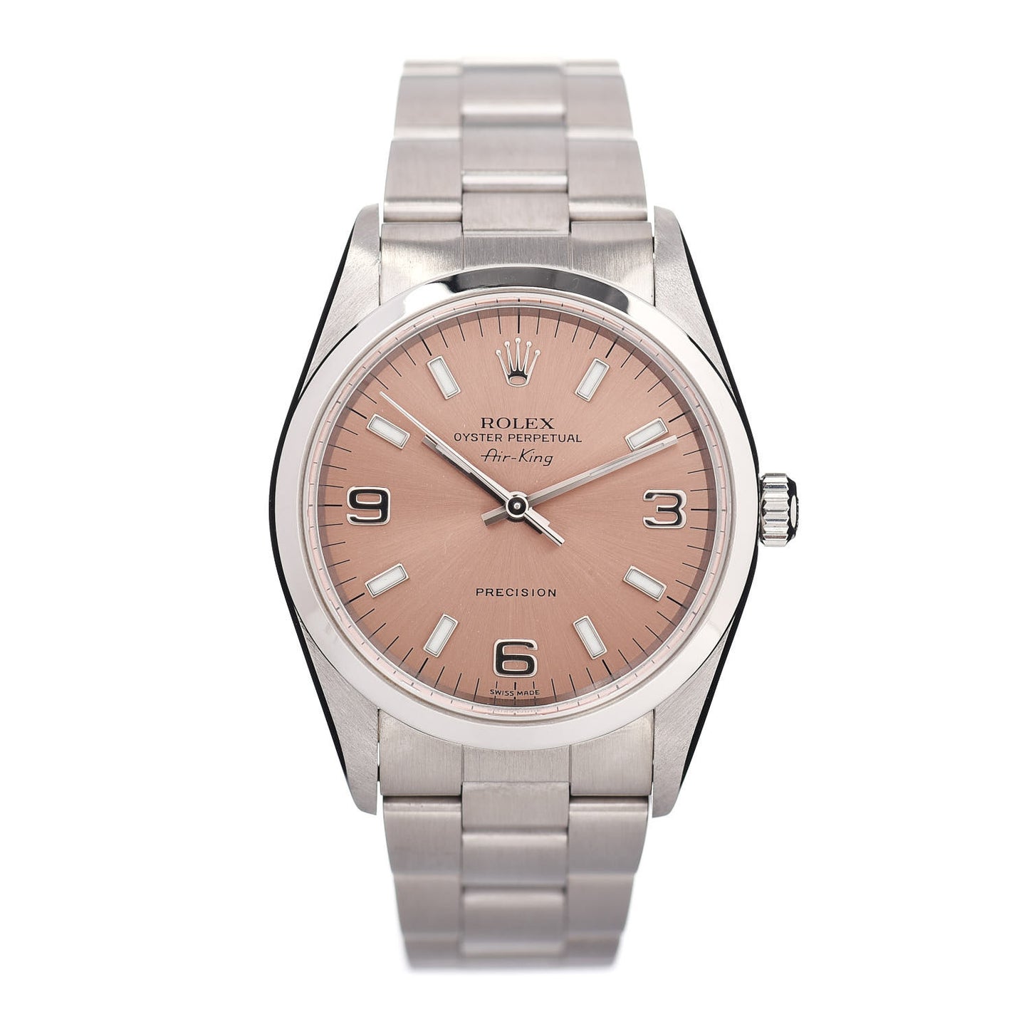 Stainless Steel 34mm Air-King Oyster Perpetual Precision Watch Pink 14000