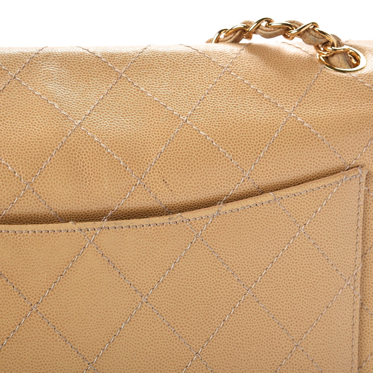 Chanel Caviar Stitched Jumbo Single Flap Beige 9 of 17