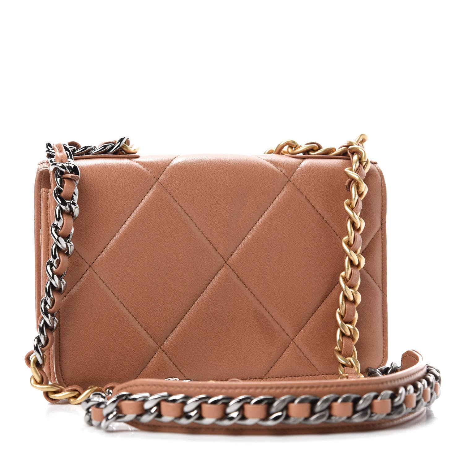 Chanel Lambskin Quilted 19 Wallet On Chain WOC Brown 3 of 14