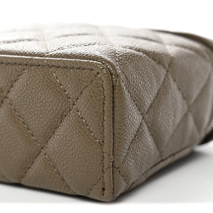 Chanel Caviar Quilted Top Handle Slim Vanity With Chain Dark Khaki 10 of 11