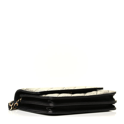 Chanel Letter Calfskin Embossed Quilted Square Wallet On Chain WOC Black 3 of 5