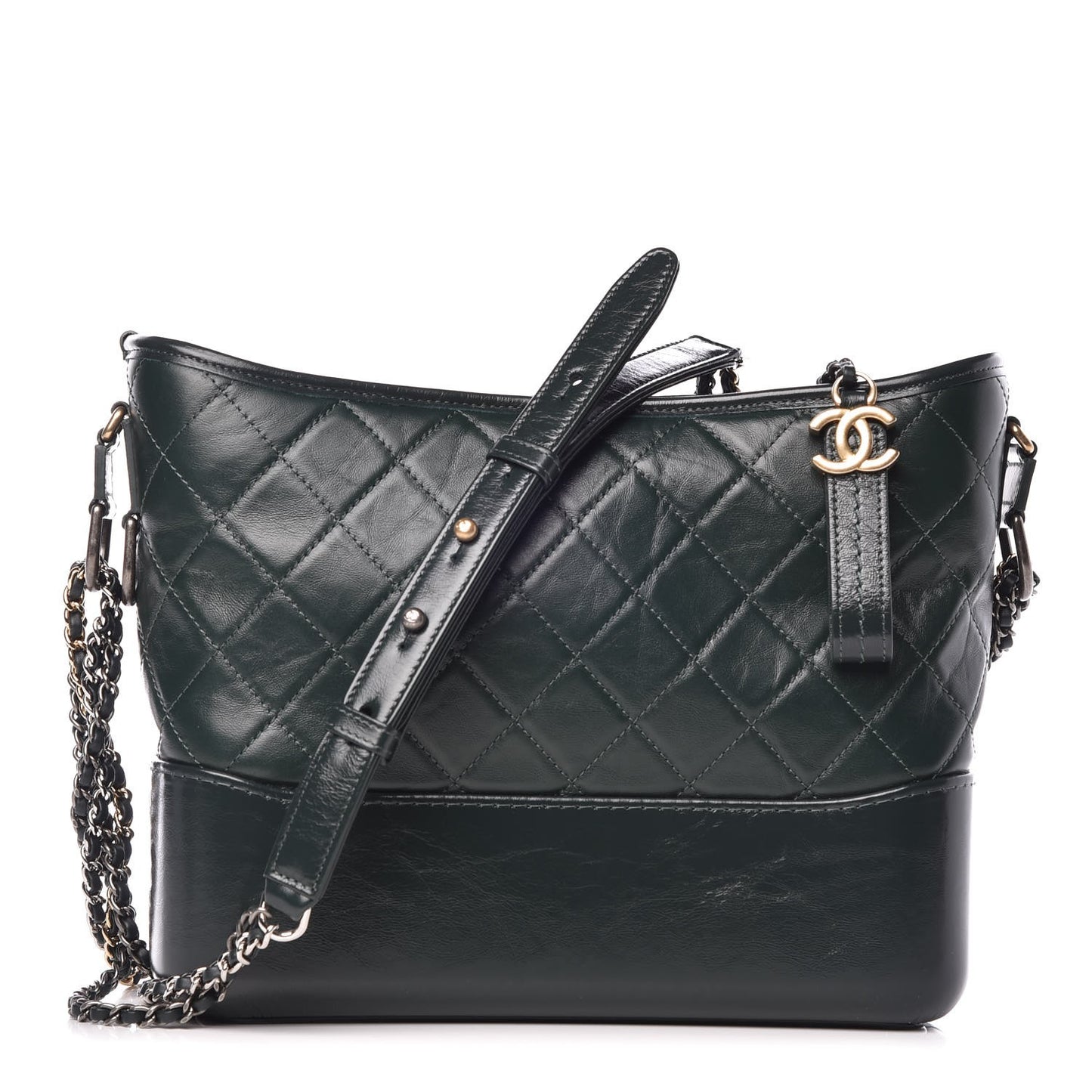 Aged Calfskin Quilted Medium Gabrielle Hobo Green