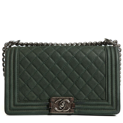 Chanel Iridescent Caviar Quilted Medium Boy Flap Dark Green 1 of 8