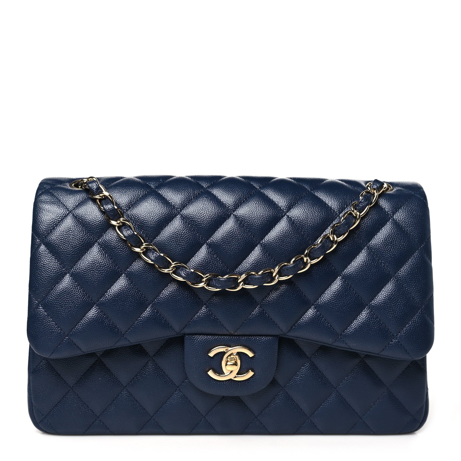 Chanel Caviar Quilted Jumbo Double Flap Navy Blue 1 of 14