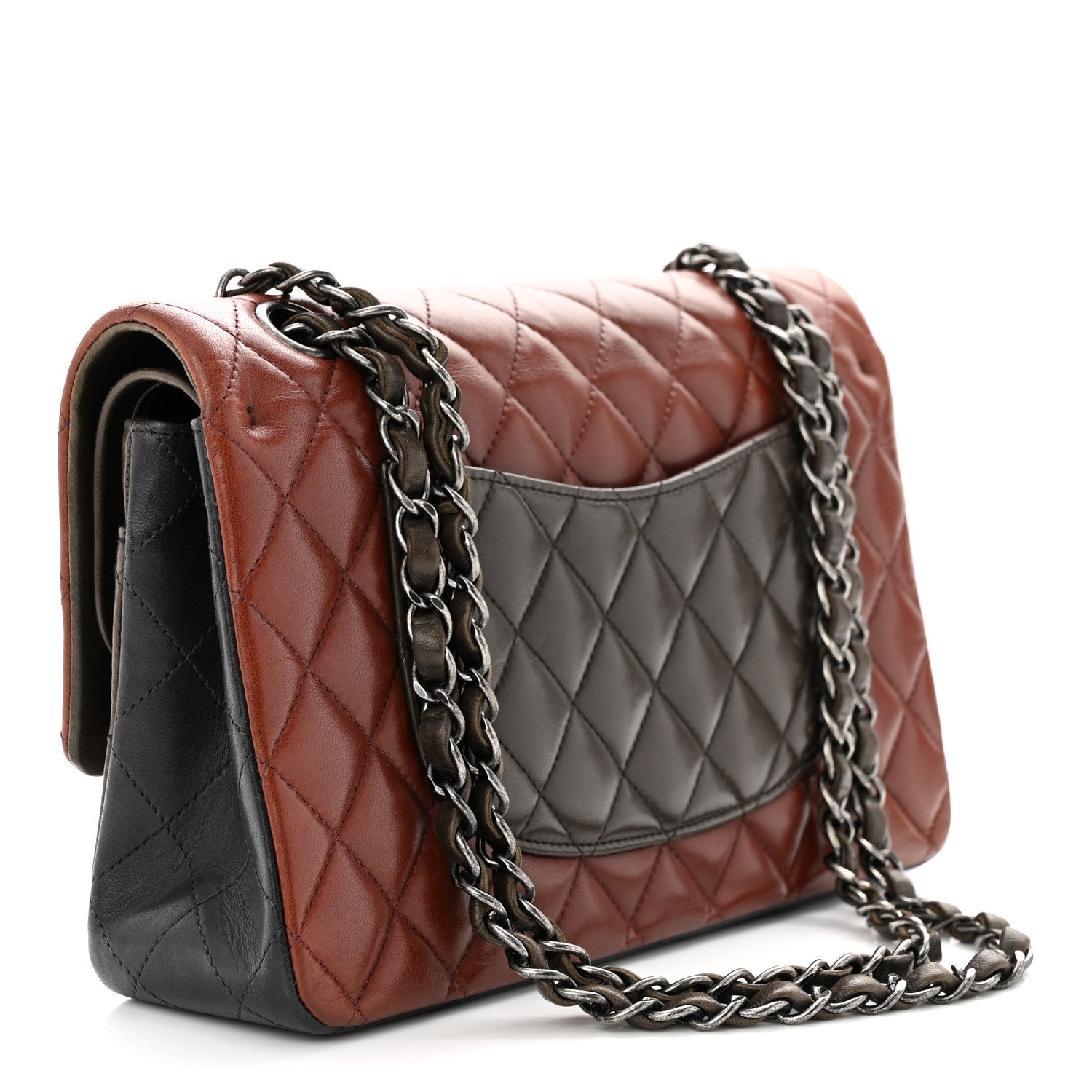 Chanel Lambskin Quilted Tri-Color Medium Double Flap Burgundy 3 of 10