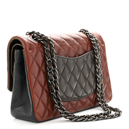 Chanel Lambskin Quilted Tri-Color Medium Double Flap Burgundy 3 of 10