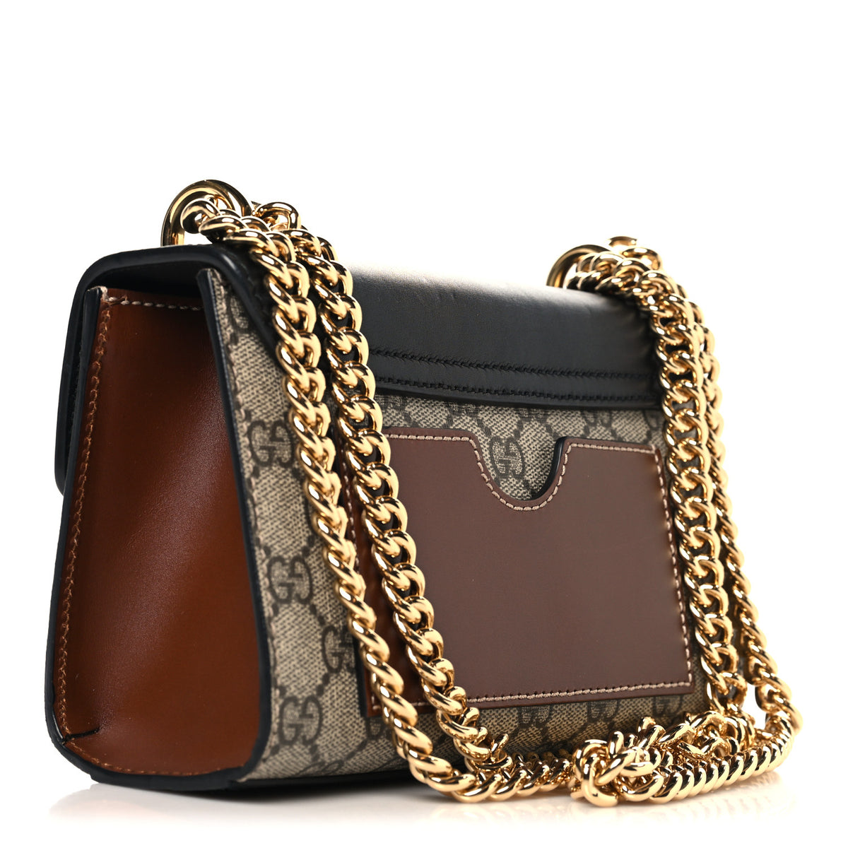Gucci GG Supreme Monogram Calfskin Small Padlock Shoulder Bag Beige Black Cuir 3 of 12