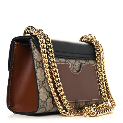 Gucci GG Supreme Monogram Calfskin Small Padlock Shoulder Bag Beige Black Cuir 3 of 12