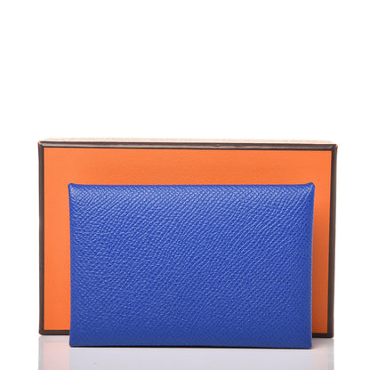 Hermes Epsom Calvi Card Case Bleu Royal 8 of 8