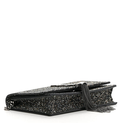 Saint Laurent Metallic Glitter Classic Monogram Kate Tassel Chain Wallet Gun Metal Black 4 of 13