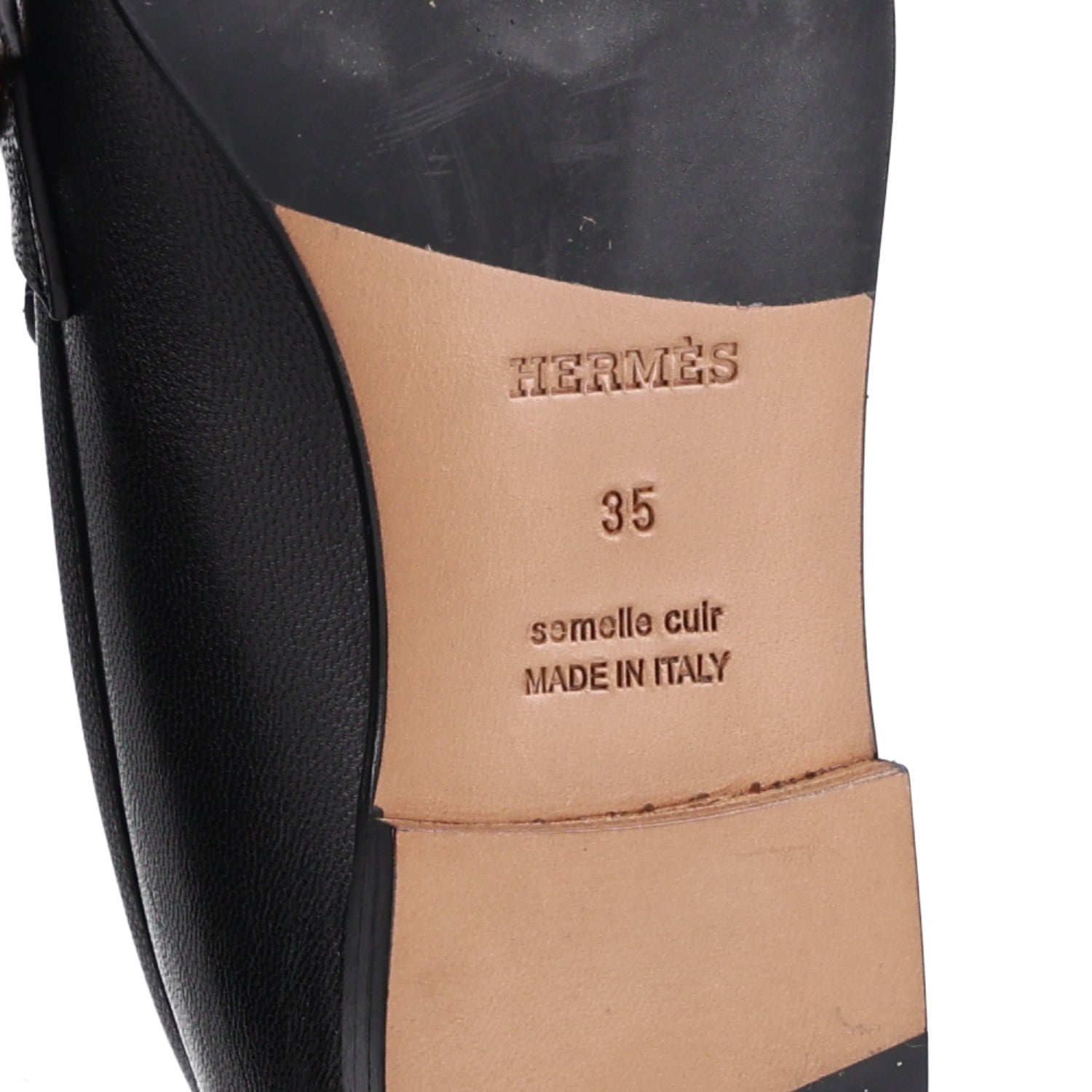 Hermes Calfskin Womens Colette Loafers 35 Black 8 of 9