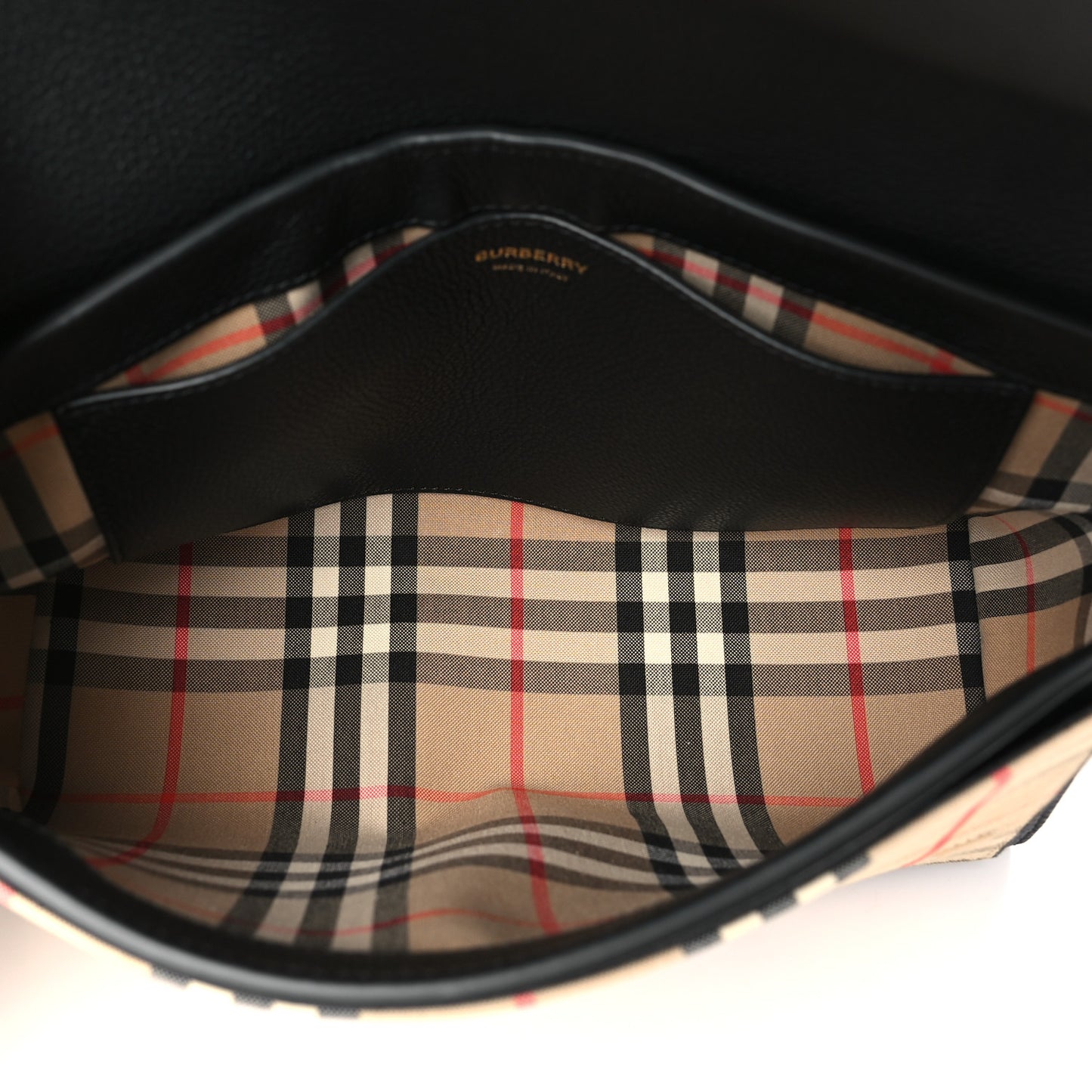 Coated Canvas Calfskin Vintage Check Medium Note Crossbody Bag Black