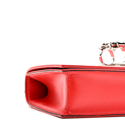 Alexander McQueen Calfskin Jeweled Knuckle Satchel Love Red 8 of 10