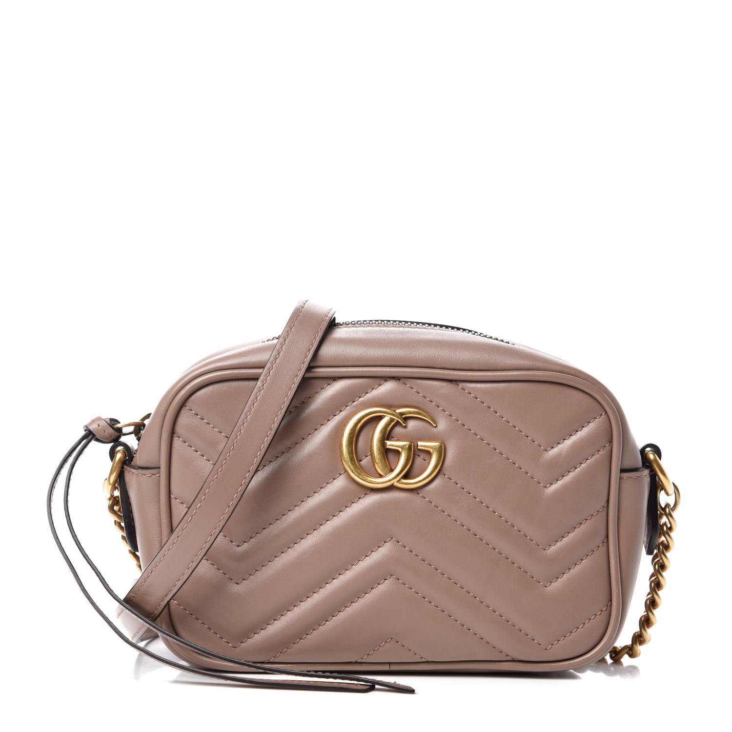 Gucci Calfskin Matelasse Mini GG Marmont Chain Shoulder Bag Porcelain Rose 1 of 10