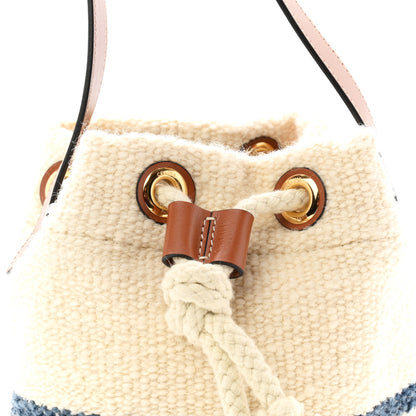Celine Plein Soleil Textile Calfskin Teen Drawstring Bag Cream Blue 8 of 10