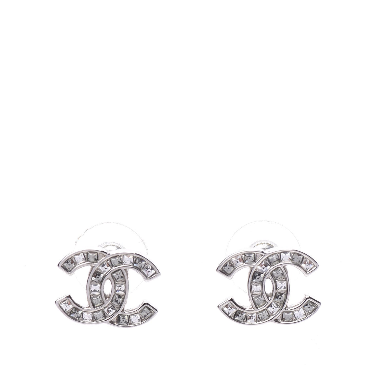 Baguette Crystal CC Earrings Silver