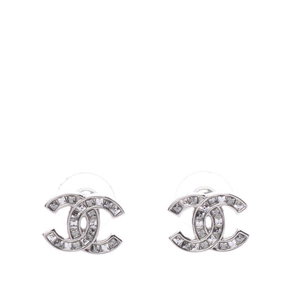 Chanel Baguette Crystal CC Earrings Silver 1 of 5