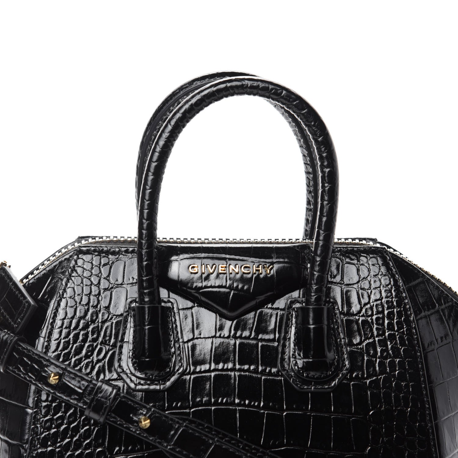 Givenchy Calfskin Crocodile Embossed Mini Antigona Black 10 of 10