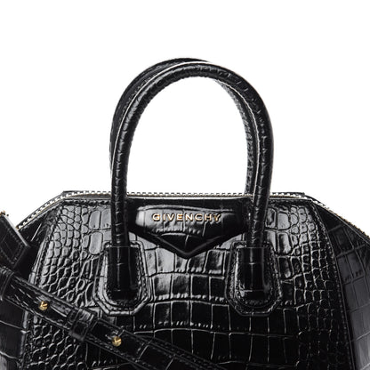 Givenchy Calfskin Crocodile Embossed Mini Antigona Black 10 of 10