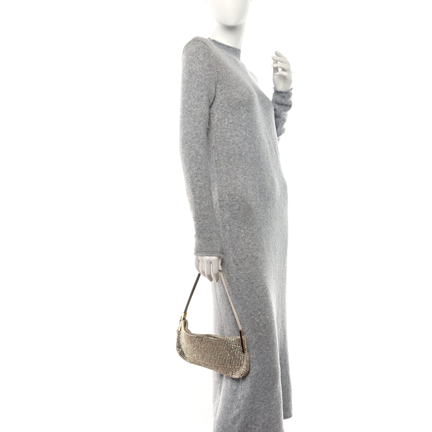 Satin Crystal Small Suzanne Shoulder Bag Silver