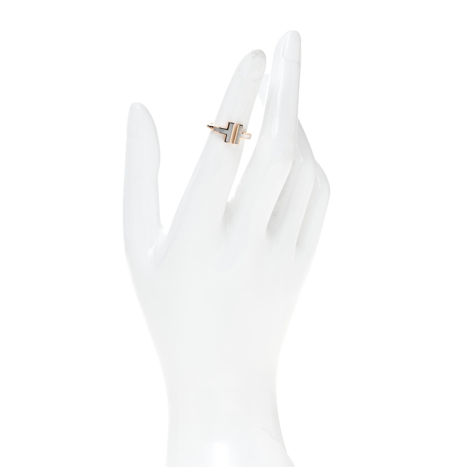 Tiffany 18K Rose Gold Mother of Pearl T Wire Ring 46 3.75 2 of 4