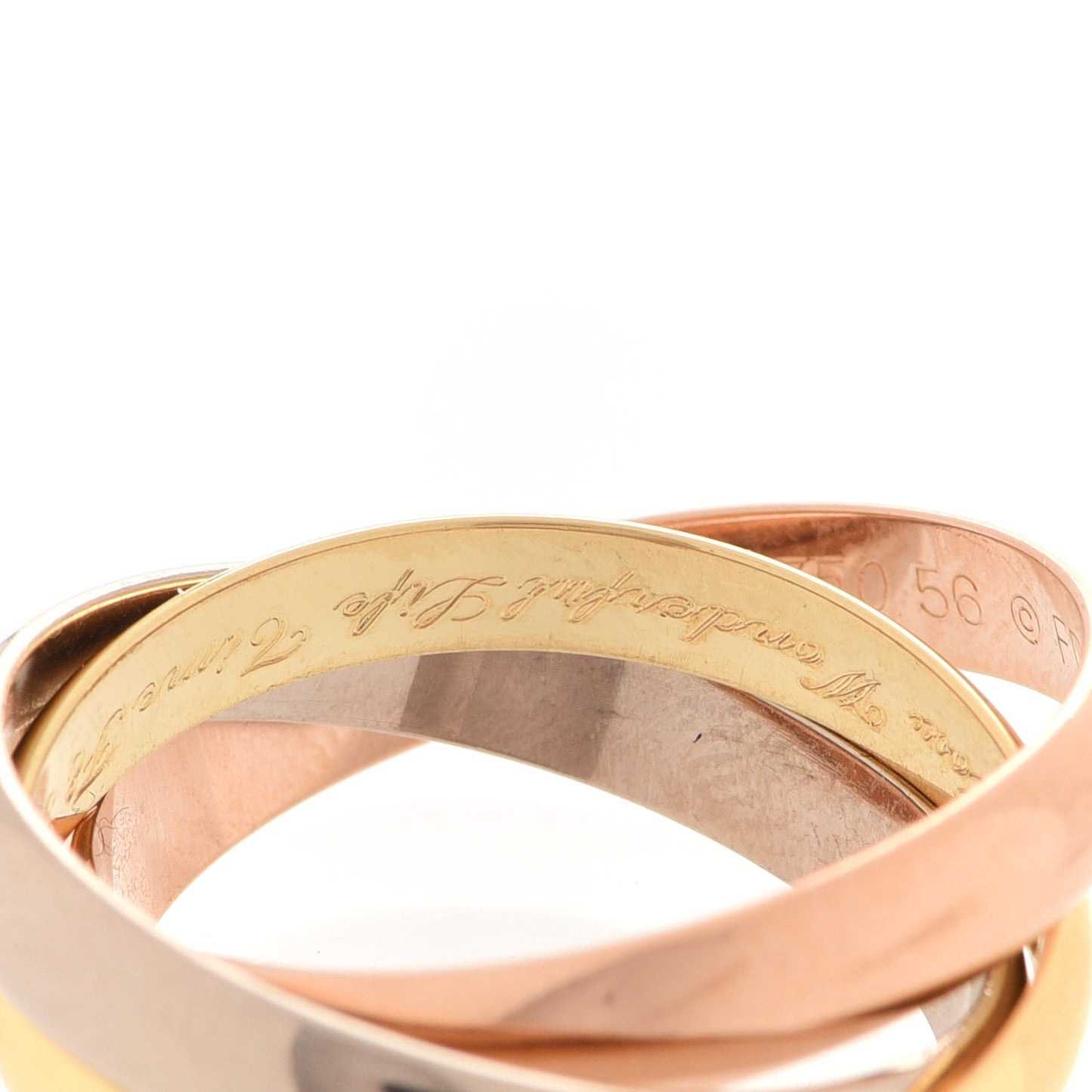 18K Pink Yellow White Gold Small Trinity Ring 56 7.5