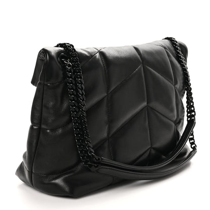 Saint Laurent Lambskin Quilted Monogram Monochrome Medium Loulou Puffer Chain Satchel Black 3 of 10