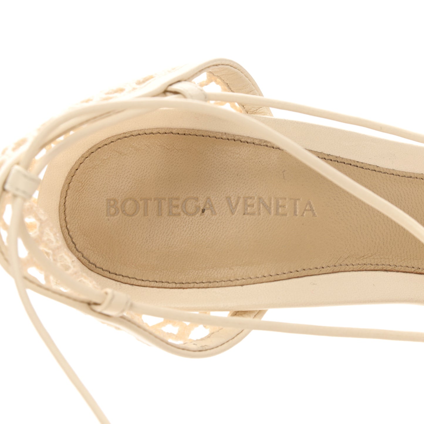 Mesh Nappa Stretch Ankle Tie Sandals 41 Toile