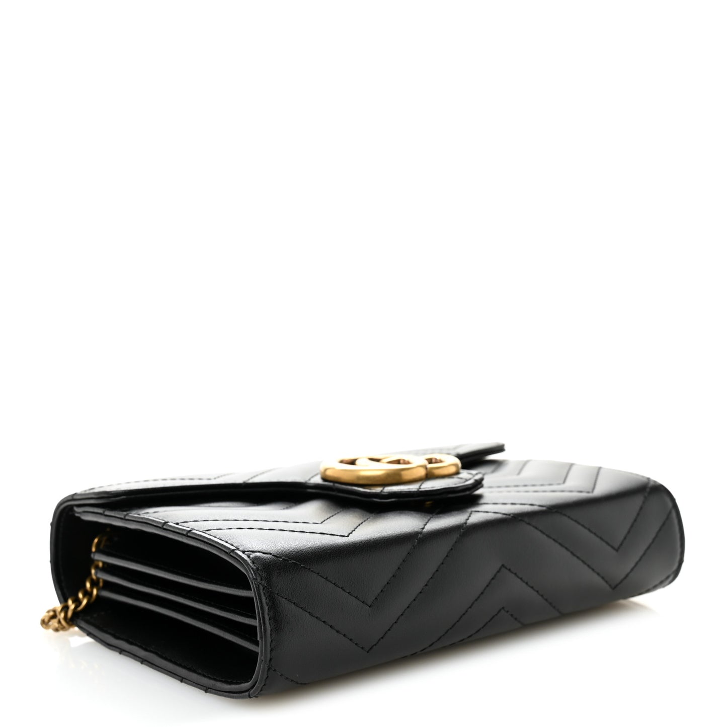 Calfskin Matelasse GG Marmont Chain Wallet Black