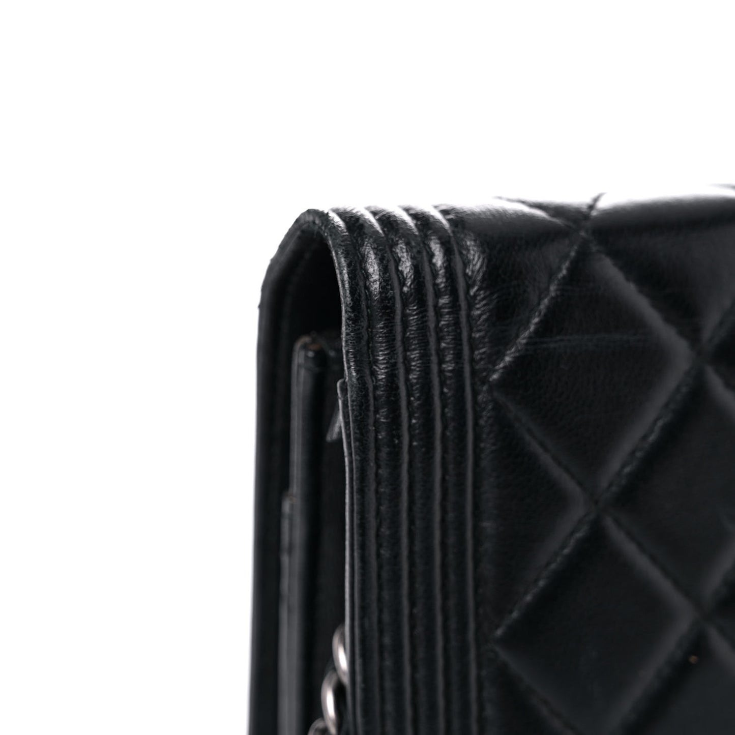 Lambskin Quilted Boy Wallet On Chain WOC Black