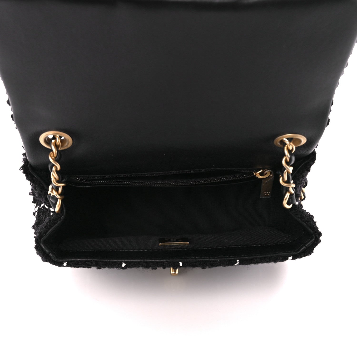 Chanel Tweed Quilted Mini Square Pearl Crush Flap Black 5 of 12